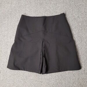 GIVENCHY Paris Shorts Womens 4 Pleat Front Wool A-Line‎ Skort Black  BW50C011F7